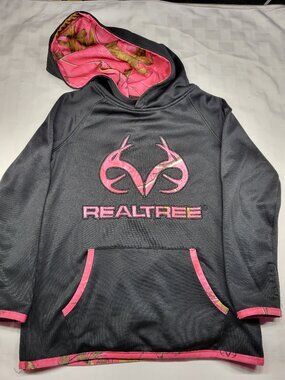 REALTREE Girls Hoodie in Pink Camo - Size Youth Medium